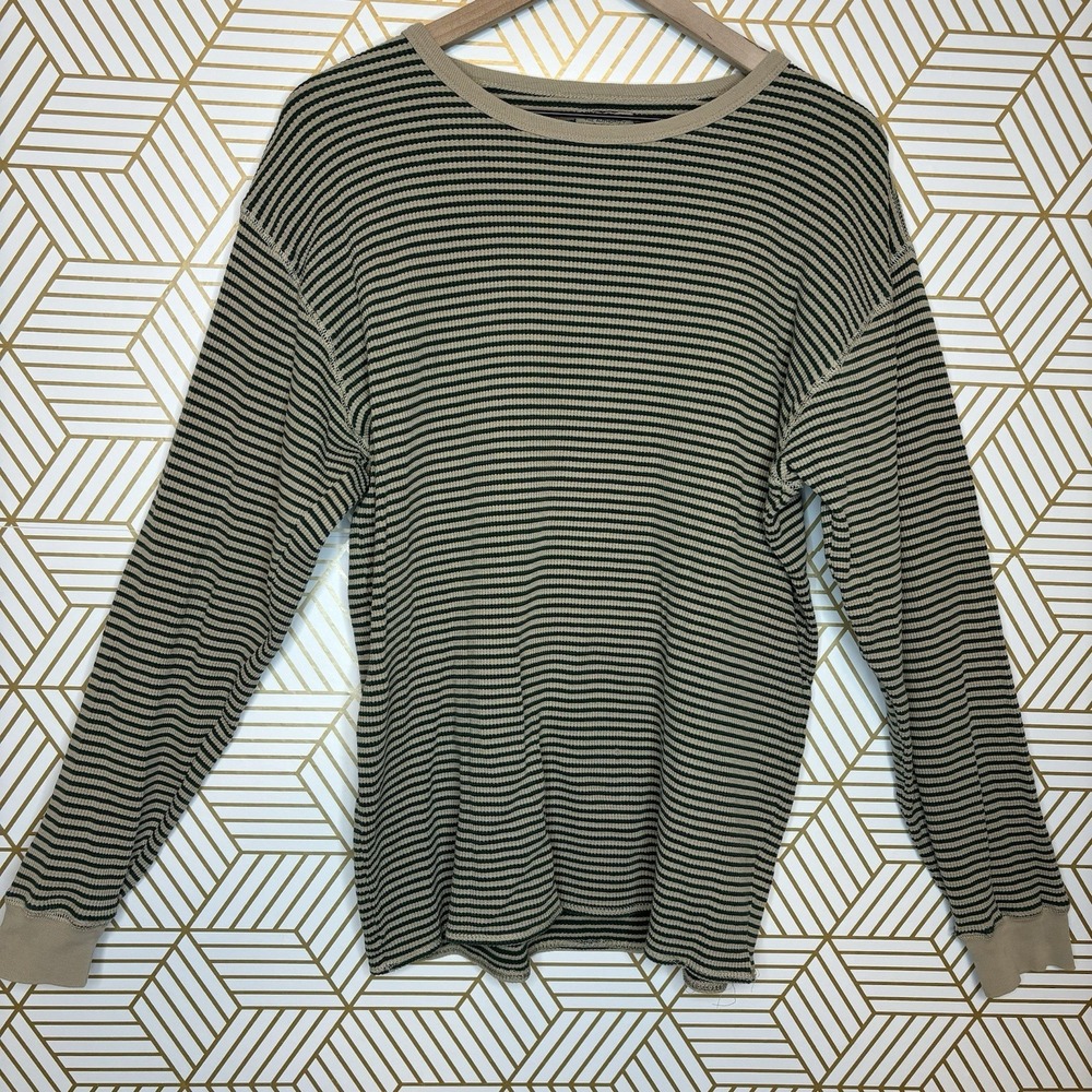 Vintage Y2K Abercrombie & Fitch Striped Thermal Shirt L/S Waffle Knit Large